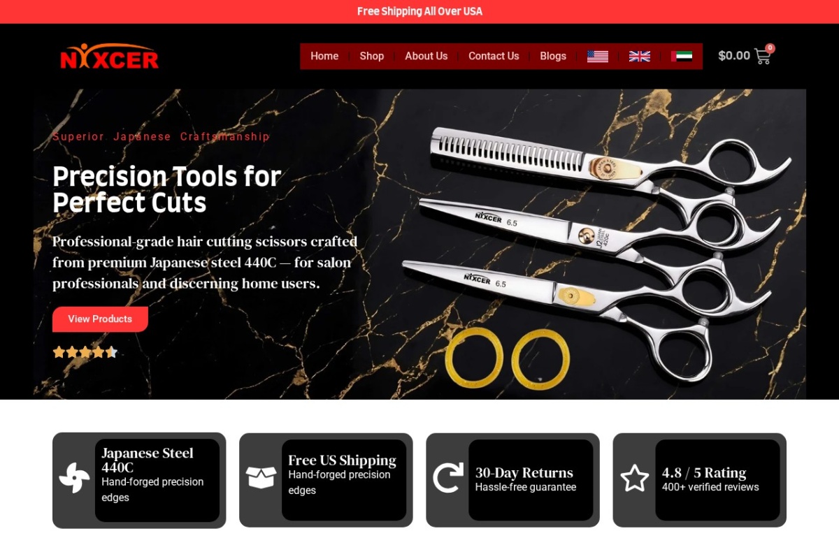 Nixcer Outlet website preview