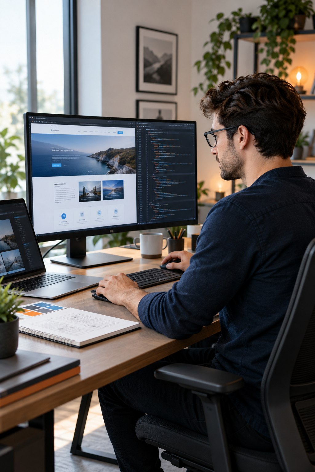 Web developer building a responsive business website